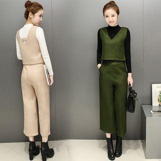 Set: Sweater + Vest + Wide-leg Pants