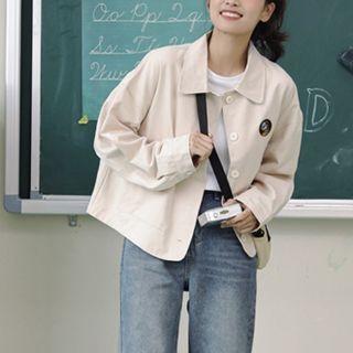 Cartoon Embroidered Button-up Jacket