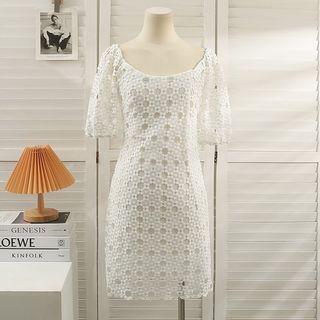 Details Off-shoulder Mini Dress White - One Size