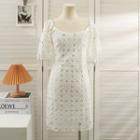Details Off-shoulder Mini Dress White - One Size