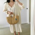 Tie-front Slit-side Long Dress