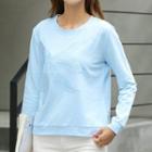 Long-sleeve Embroidered Plain T-shirt