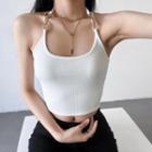 Halter-neck Chained Ribbed Top