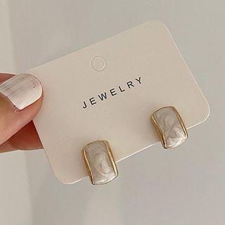 Glaze Rectangle Earring 1 Pair - Gold - One Size