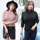 Mock Neck Long-sleeve Lettering Top