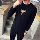 Bee Embroidered Long Sleeve Pullover