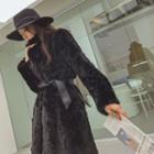 Notch-lapel Faux-fur Coat Black - One Size