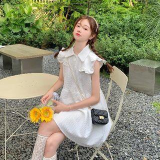 Collared Ruffle Trim Mini A-line Dress