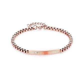 Simple And Fashion Plated Rose Gold Geometric Rectangular 316l Stainless Steel Bracelet With Cubic Zirconia Rose Gold - One Size