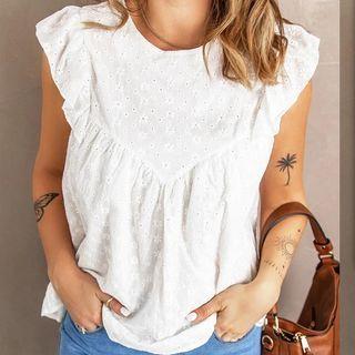 Cap-sleeve Jacquard Top