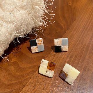 Geometric Stud Earring 1 Pair - Milky White - One Size