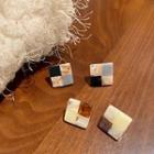 Geometric Stud Earring 1 Pair - Milky White - One Size