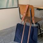 Leather-trim Canvas Tote Bag
