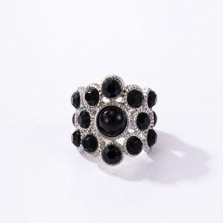 Gemstone Ring 20759 - Silver & Black - One Size