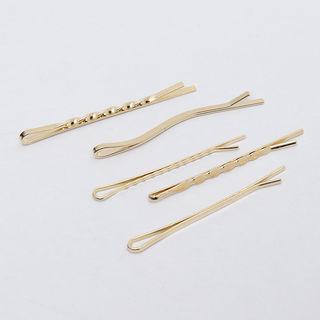 Twisted Bobby Hair Pin Set Of 5 Gold - One Size