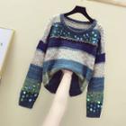 Sequin-detail Color-block Sweater