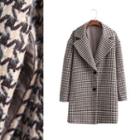 Single Breasted Houndstooth Woolen Coat