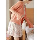 Faux-pearl Button Bell-sleeve Cardigan