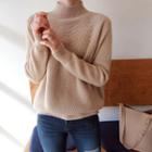 Mock-neck Pointelle-knit Sweater