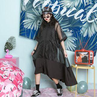 Set: Elbow-sleeve Midi Dress + Tank Dress