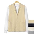 Shawl-collar Zip-up Knit Vest