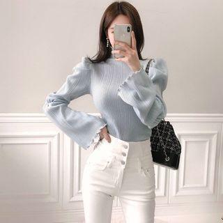 High-neck Puff-sleeve Top