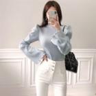 High-neck Puff-sleeve Top