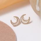 Rhinestone Moon Stud Earrings As Shown In Figure - One Size