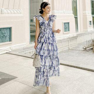 Sleeveless Tie Dye Tiered Maxi Dress