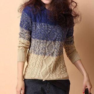Gradient Cable-knit Chunky Sweater