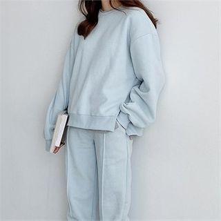 Slit-hem Napped Sweatshirt