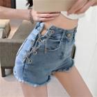 High-waist Chain Denim Shorts