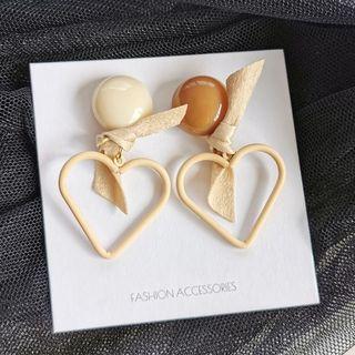 Fabric Knot & Heart Dangle Earring