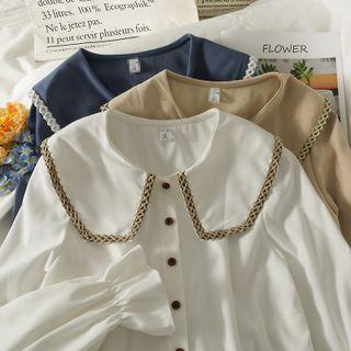 Peter Pan-collar Bell-sleeve Loose Shirt