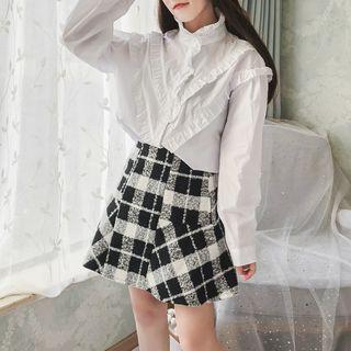 Frill-trim Shirt White - One Size