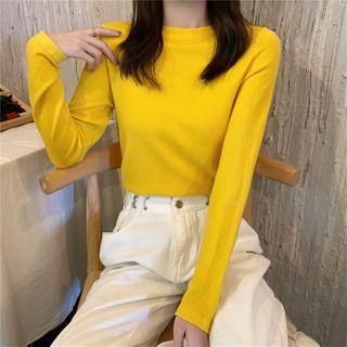 Round-neck Plain Skinny Knit Top