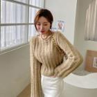 Ribbed Cropped Fluffy Sweater