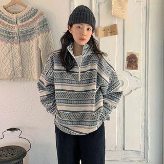 Nordic Pattern Anorak Pullover