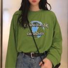 Long-sleeve Printed T-shirt Green - One Size