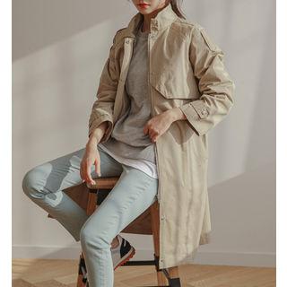 Stand-collar Raglan-sleeve Safari Jacket