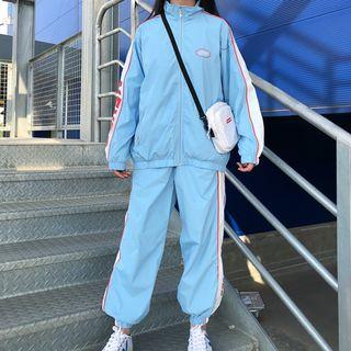 Letter Panel Zip Jacket / Jogger Pants