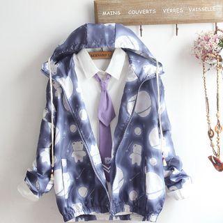 Bear Print Hooded Jacket / Shirt / Set