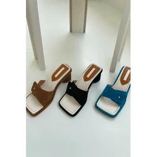 Cylinder-heel Faux-suede Sandals