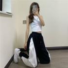 Two-tone High Waist Wide Leg Jogger Pants