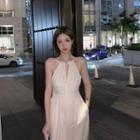 Halter-neck Straight-cut Jumpsuit