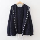 Stitch Detailed Hooded Cardigan