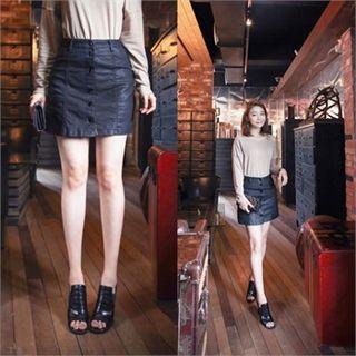 Buttoned A-line Mini Skirt