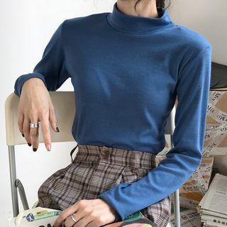 Long-sleeve Plain Turtleneck T-shirt