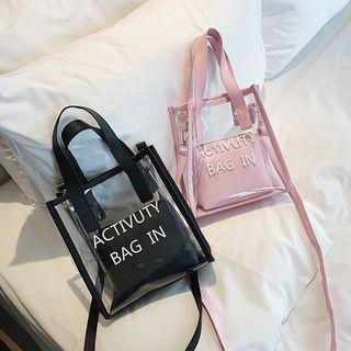 Set: Transparent Lettering Crossbody Bag + Pouch