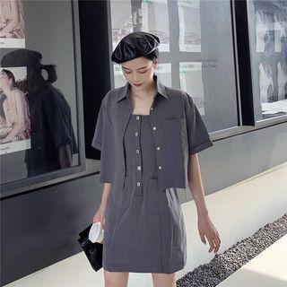 Plain Short-sleeve Shirt / Strappy Dress